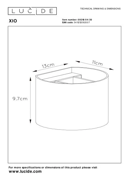 Lucide XIO - Lámpara de pared - LED Regul. - G9 - 1x3,5W 2700K - Ángulo de haz ajustable - Negro - técnico